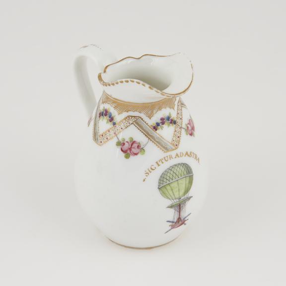 One milk-jug in white and gold.   4 1/4 high