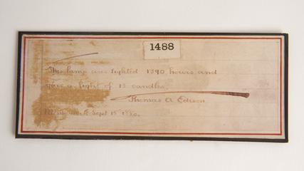 Edison certificate of lamp life