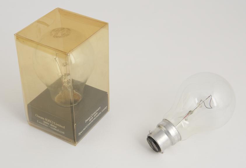 Swan Centenary Commemorative Lamp; 100 w coiled-coil tungsten