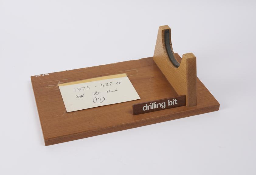 Wooden stand for 2E46 drilling bit, unsigned, 1970