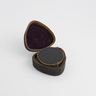 Artificial glass horizon (lacking level) in fitted fishskin case lined with purple velvet by an unknown English maker