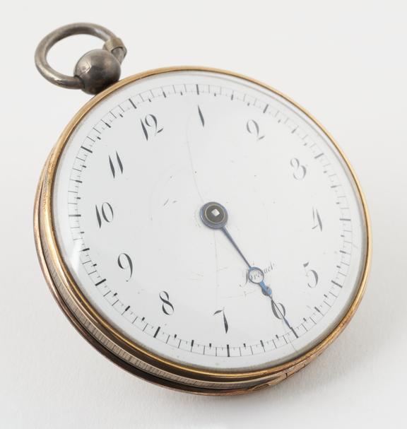 Cylinder watch in silver case with gold rims by Breguet, no