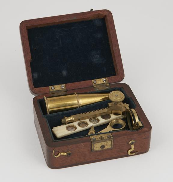 Gould type microscope, with box acting as base, English