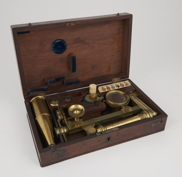 Gould type microscope in case by W. & S