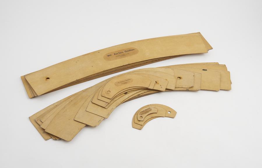 Set of cardboard drawing curves by Holtzapffel & Co