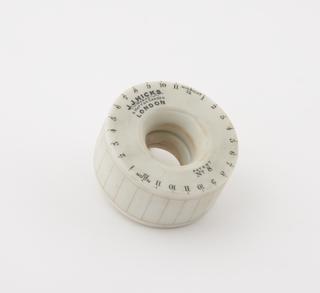 Porcelain cylinder, three of four, for Beckley recording rain gauge, by J J Hicks, marked `Patent No 8'.
