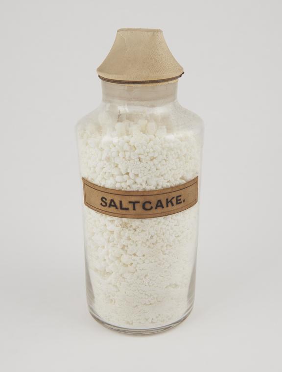 Bottle containing salt cake.