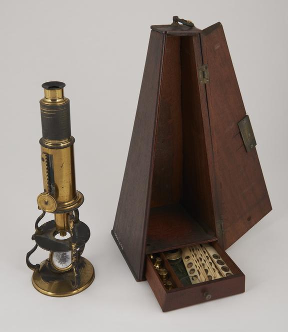 Small Culpeper-type microscope in pyramidal case, c.1780