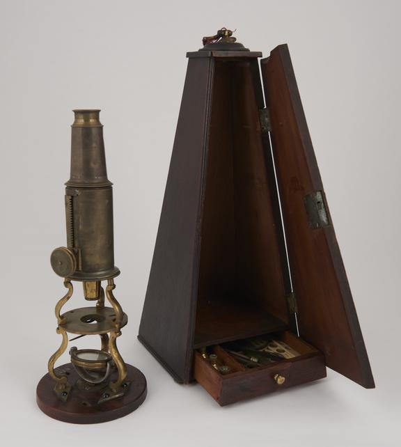 Culpeper microscope in pyramidal box, probably English