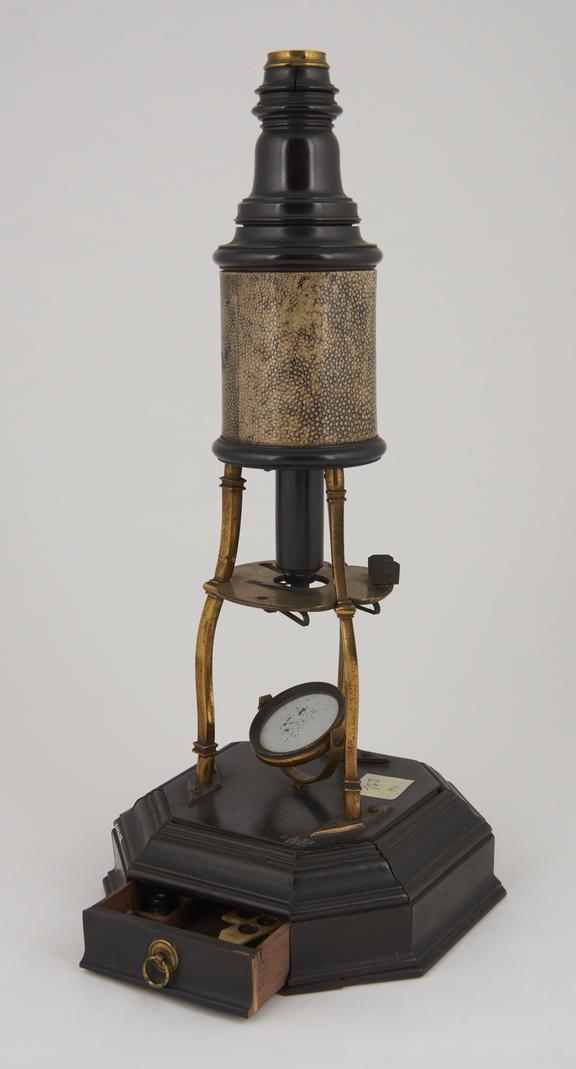 Boxfoot microscope with black shagreen body tube support