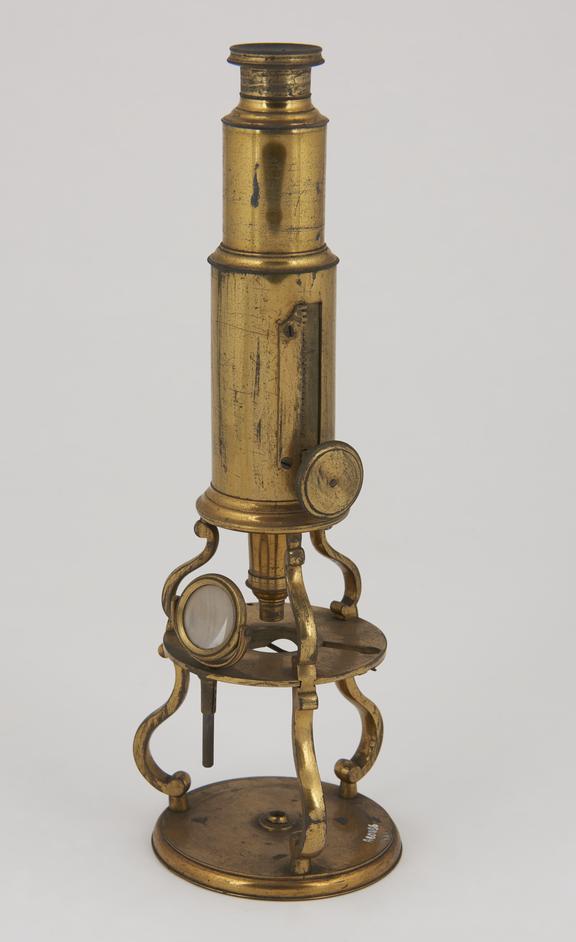 Culpeper microscope, with rack focusing (worn), English