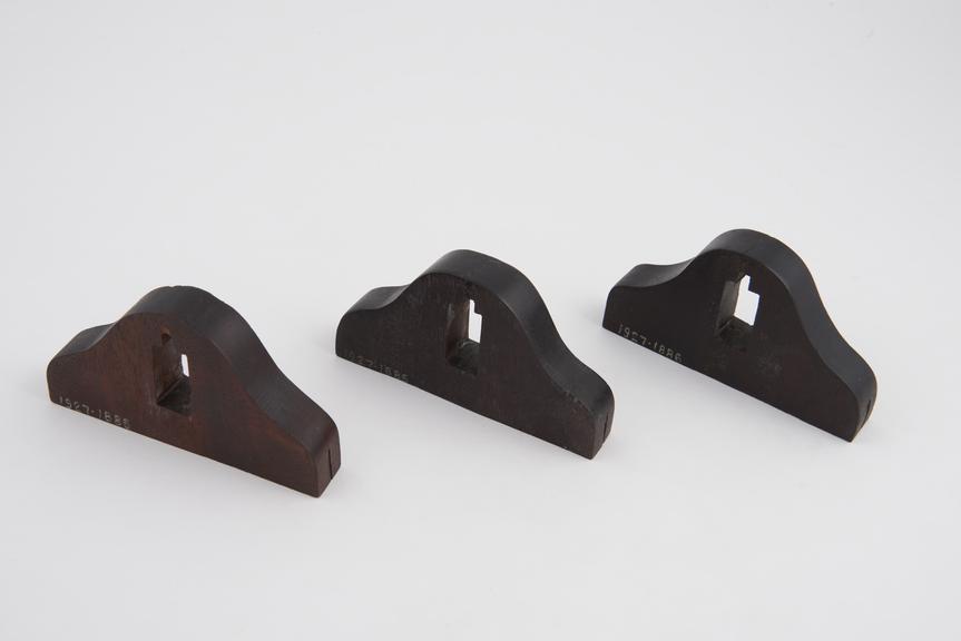 Three triangular slotted blocks with keyways