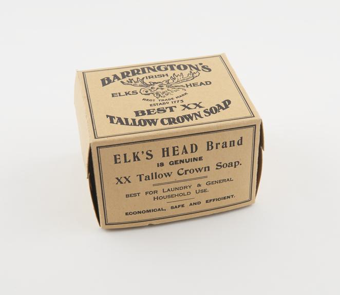 Sample of soap packaging, Barrington's Elk (empty carton).