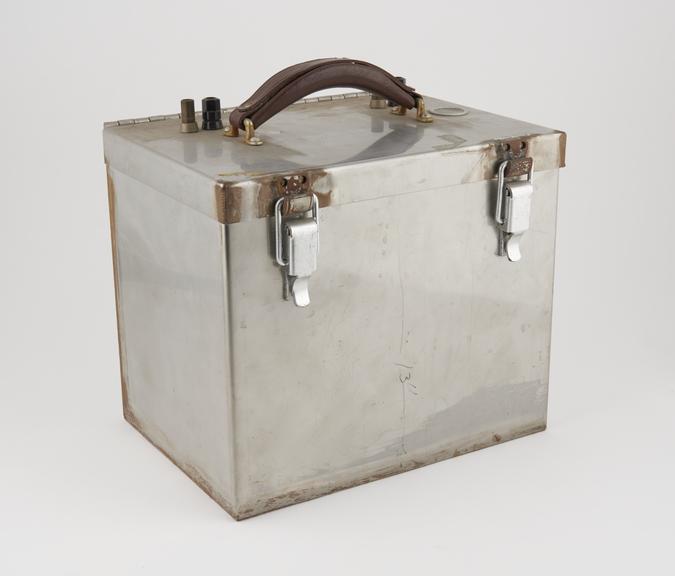 Stainless steel box with a lockable lid and electrical