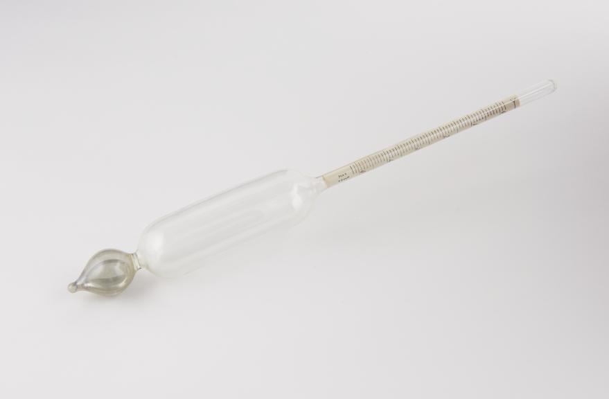 Glass customs and excise hydrometer by S & A Calderara, London