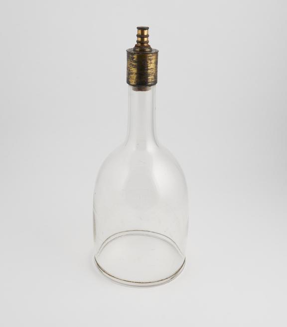 Bell jar with long neck, brass collar and stopper