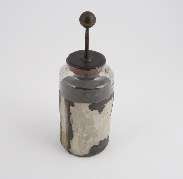 Leyden jar, containing coil of wire and small piece of chain