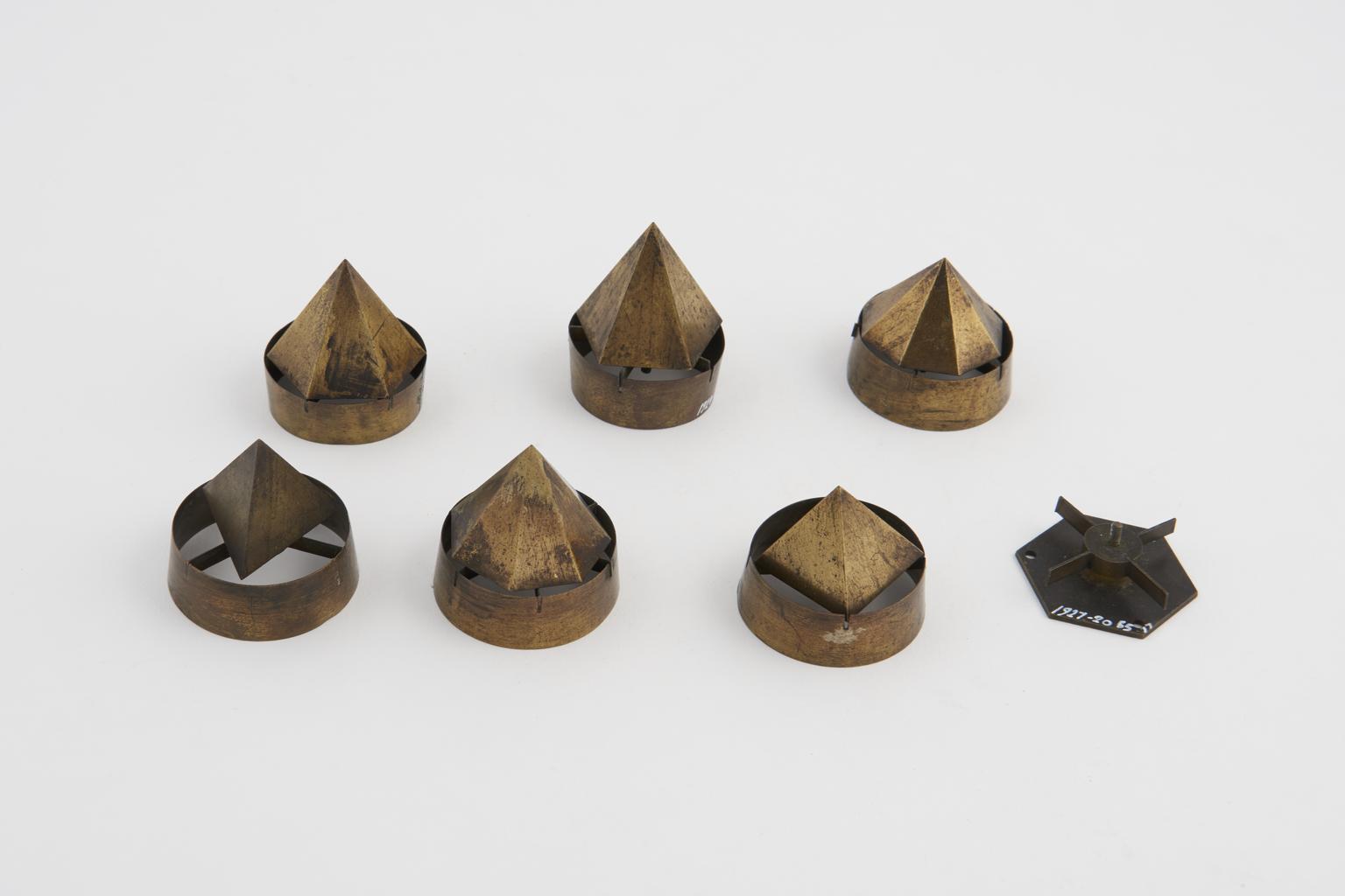 Six pyramids mounted on rings | Science Museum Group Collection