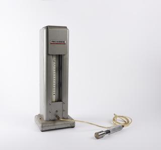 Pneumatic gauge fitted with contact type plug gauge for bore measurement.