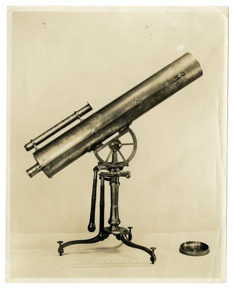 A photographic print of a telescope