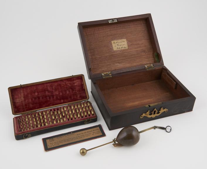 Fordyce hydrometer in a mahogany box also containing 81 weights