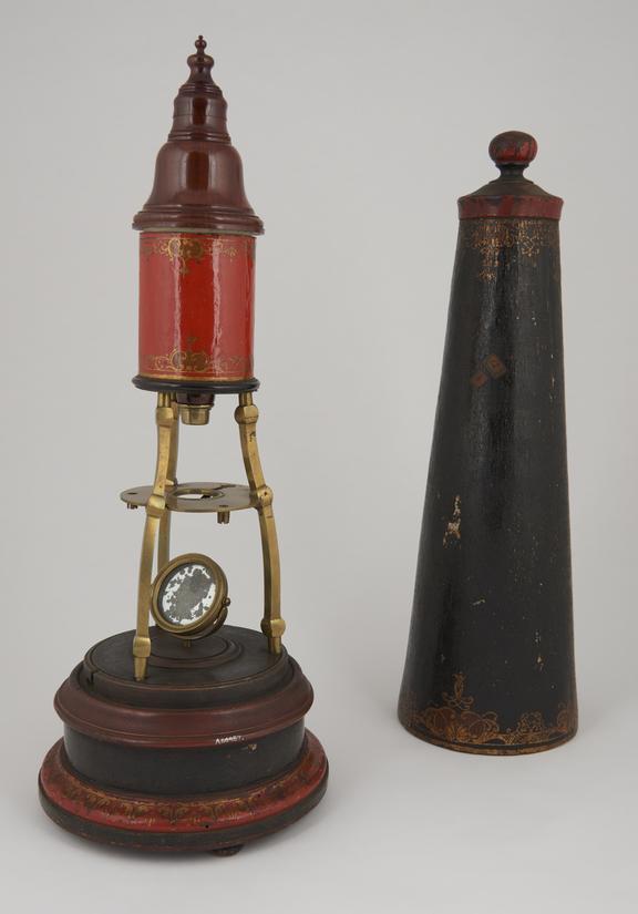 Culpeper microscope in conical case, highly decorated