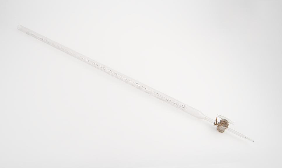 Glass burette with stopcock, 1850-1880.