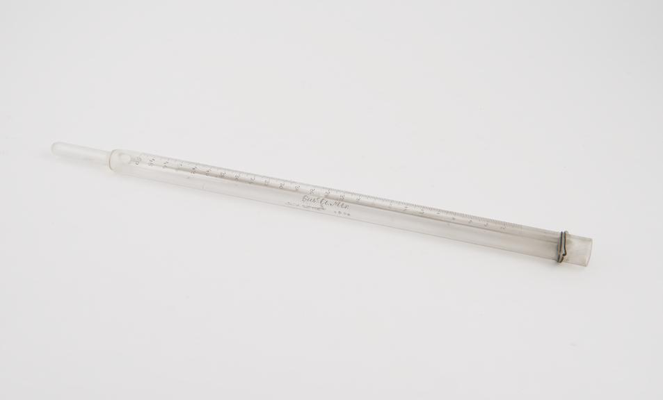 Glass burette, calibrated to millilitres