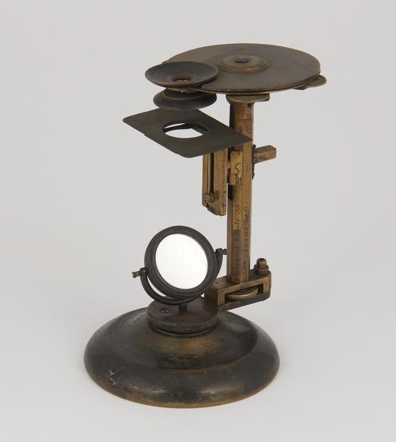 Universal Single microscope, engraved: Invented and made by Geo