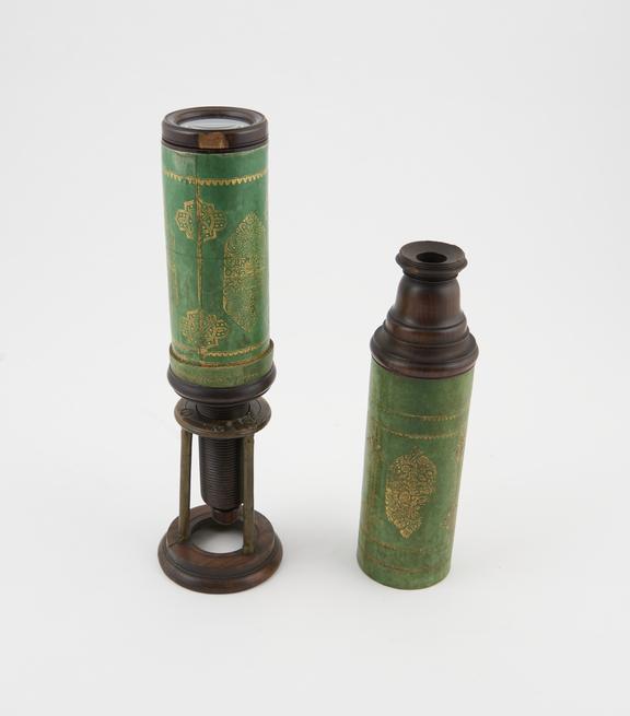 Compound microscope, 3 pillar form, by Marshall, but unsigned