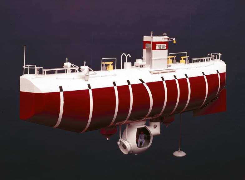 Model of Bathyscaphe "Trieste", Auguste Picard, Jacques Picard