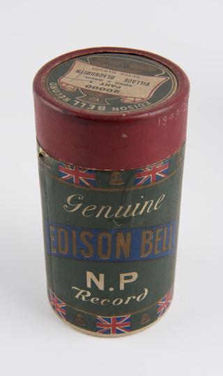 Edison Bell 'N.P. Record phonograph cylinder, 1909