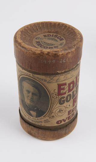 Edison Gold Moulded phonograph record cylinder in cardboard tube