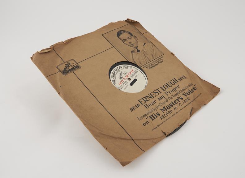 Gramophone record, double-sided, 12 inch, 78 rpm, His Master’s Voice, catalogue number C.1329, Ernest Lough and the Choir of the Temple Church, London, ‘Hear My Prayer’ and ‘Oh, for the Wings of a Dove’, made by the Gramophone Co Ltd, British, 1925-1935