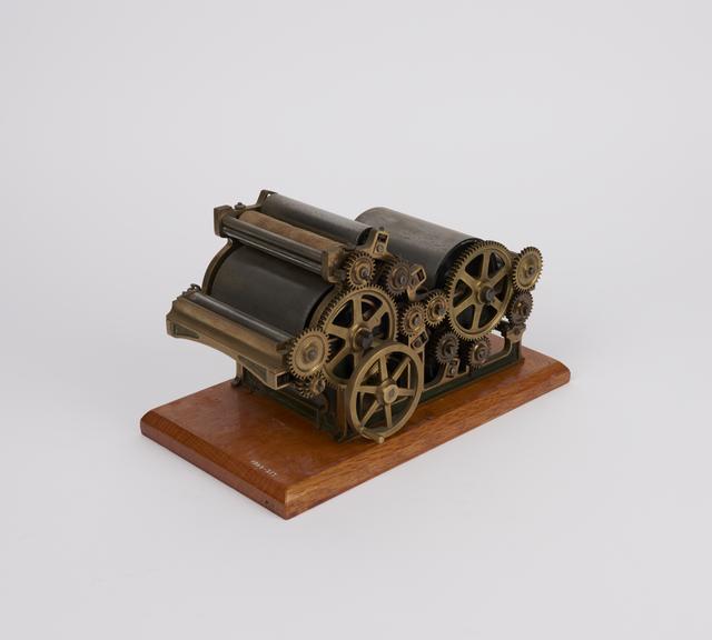 Model, scale 1:?, of Prestonian rotary printing press, 1871.