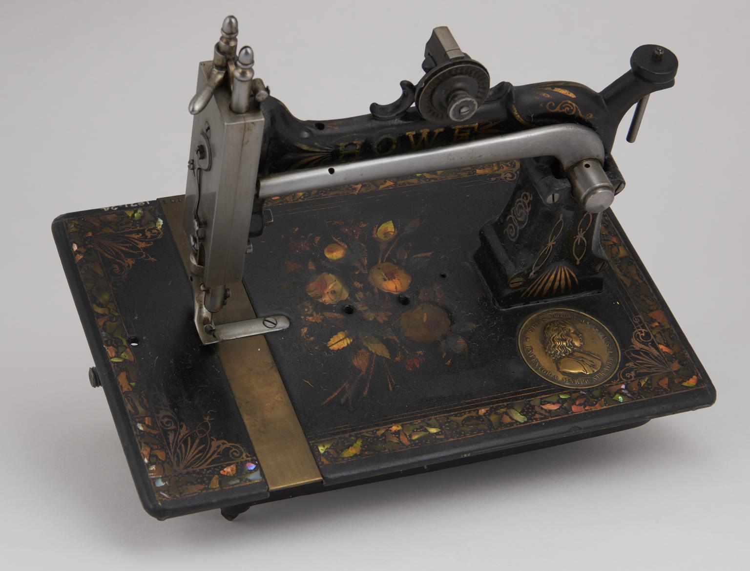 Lockstitch sewing machine head of a Howe treadle driven machine