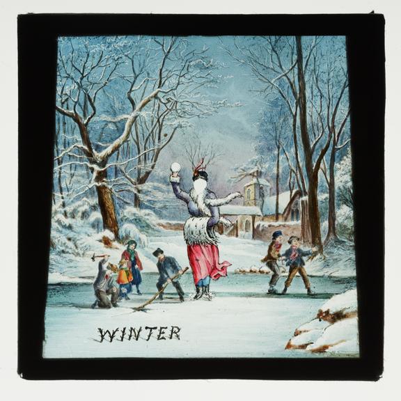 Magic lantern pose slide - snow scene