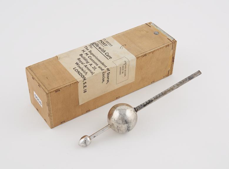 Silver gilt alcoholemeter by Dring and Fage