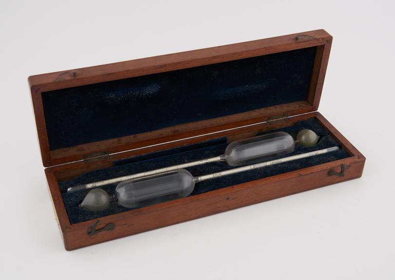 Two glass excise hydrometers by Oerling