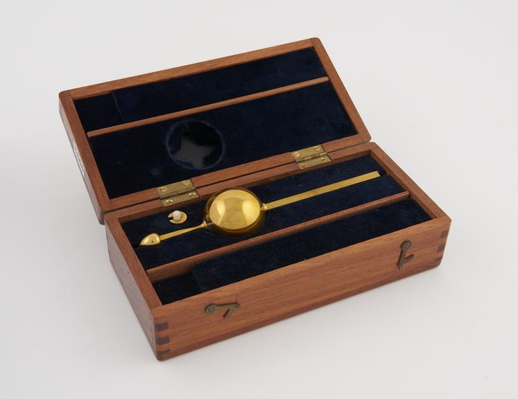 Gilt Sikes hydrometer by Dring and Fage in mahogany box