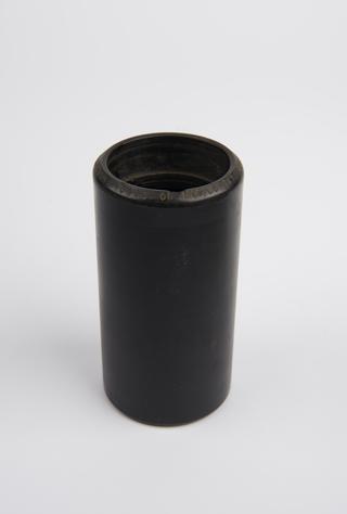 Black wax phonograph cylinder with bevelled edge and engraved song title inscription