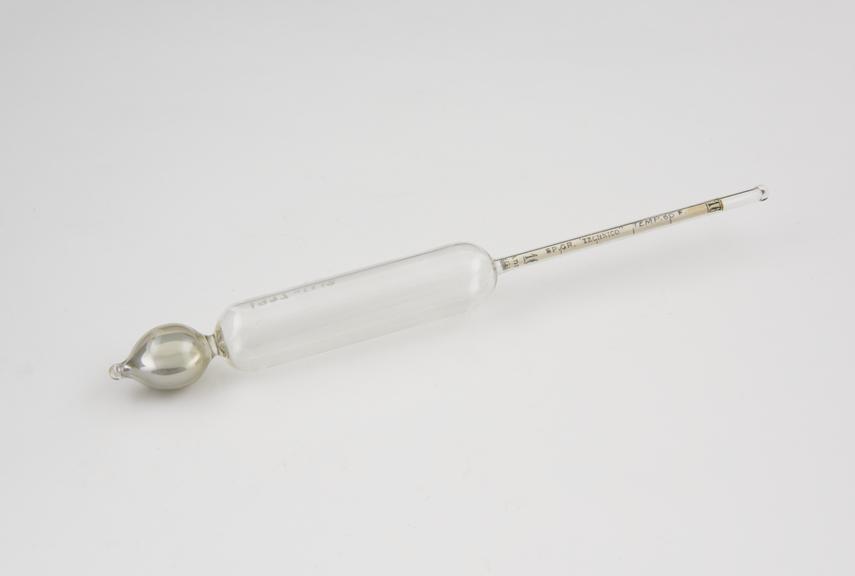 Glass 'Technico' specific gravity hydrometer. 176mm long