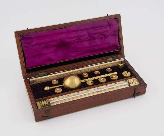 Gilt Sikes' hydrometer made by Buss, serial no 15833