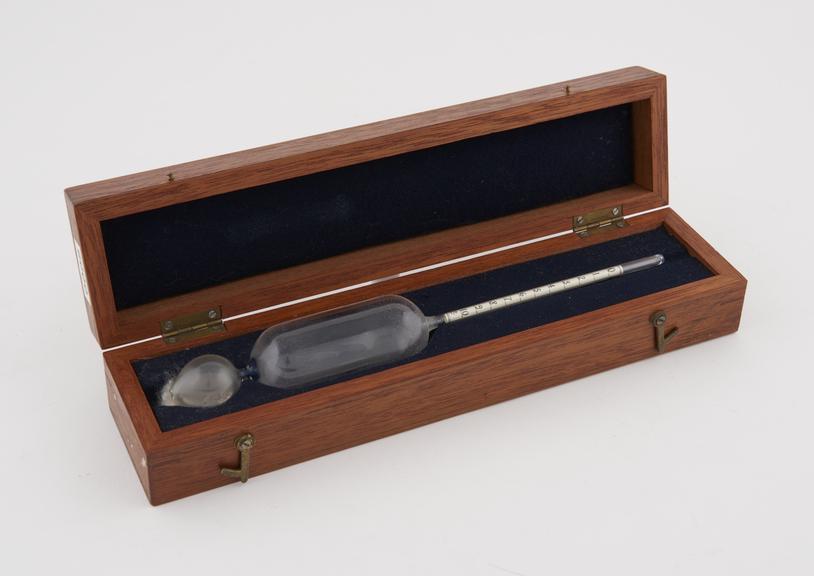 Glass excise hydrometer by Oertling, bearing serial number 170