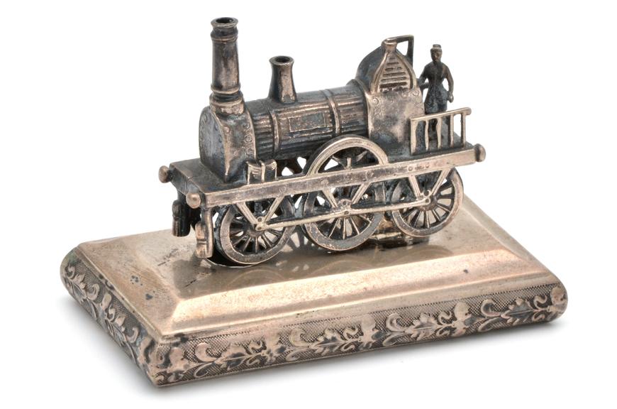 Silver pastille burner in shape of locomotive