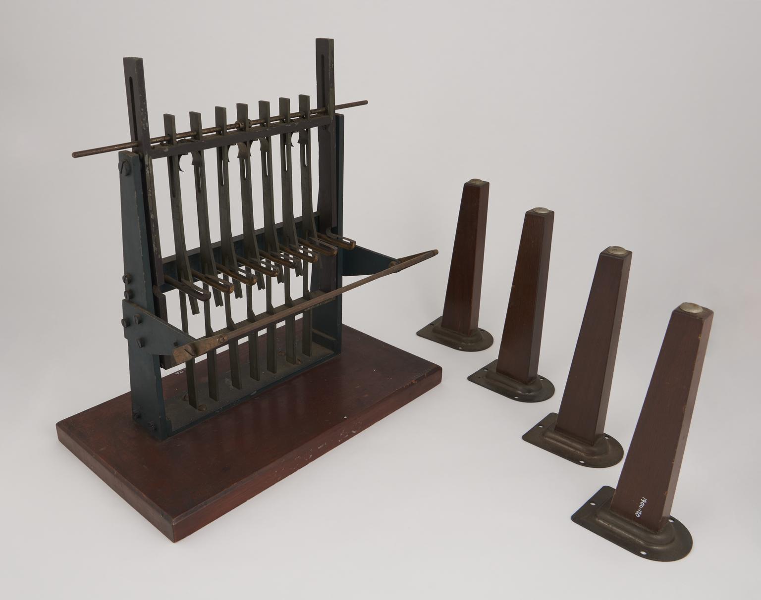 Enlarged model to show the principle of the knitting machine, made at ...