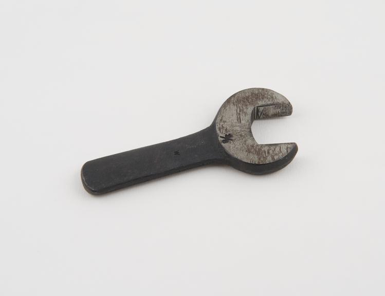 Iron open-ended square spanner, 3/4-inch Witworth (marked 3/8)