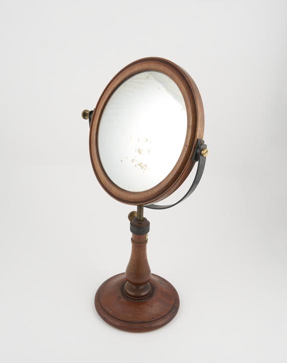 Convex mirror, 10 inch diameter, in wooden frame