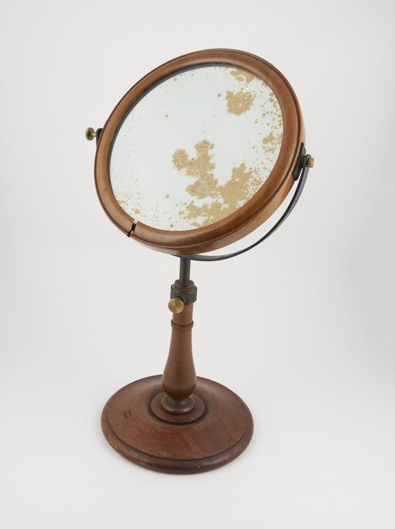 Concave mirror, 12 inch diameter, in wooden frame