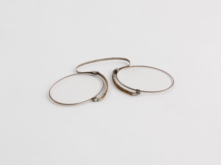 English-made 'ladies' clip spectacles with oval lenses and